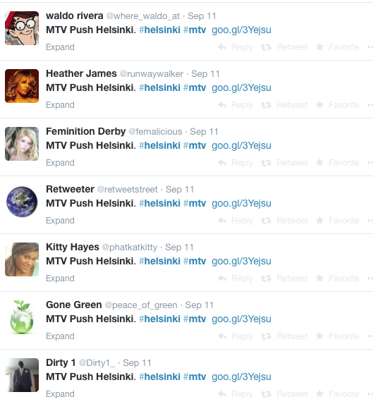 MTV Push Helsinki Twitterissä, Kuva: Stara