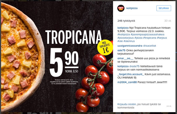 Kotipizza, instagram