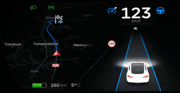 Tesla Model S Autopilot Autosteer, Kuva: Stara