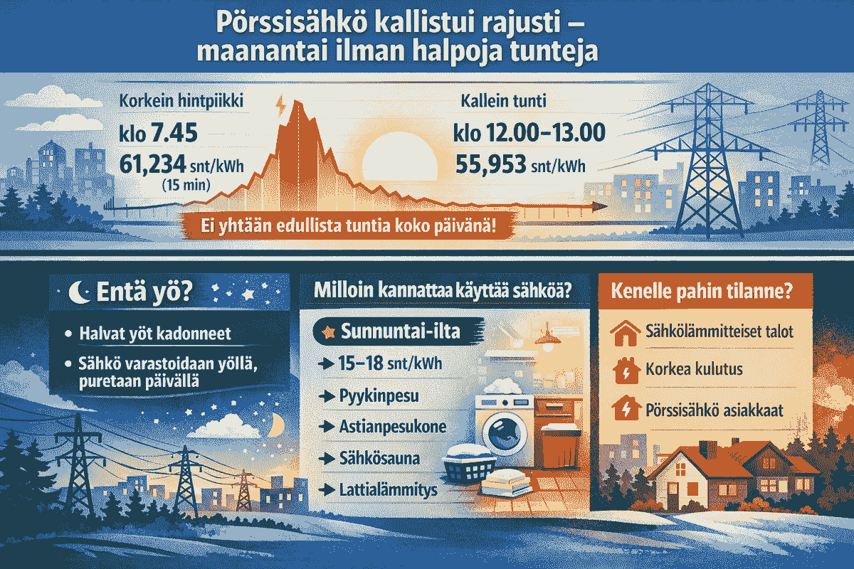 Infograafi sähkön hinta 2.2.2025