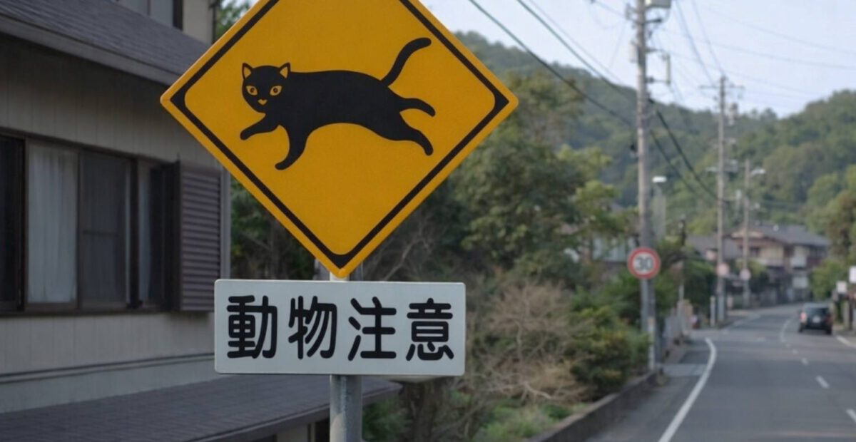 Kissaliikennemerkki Japanissa. Kuva: Stara