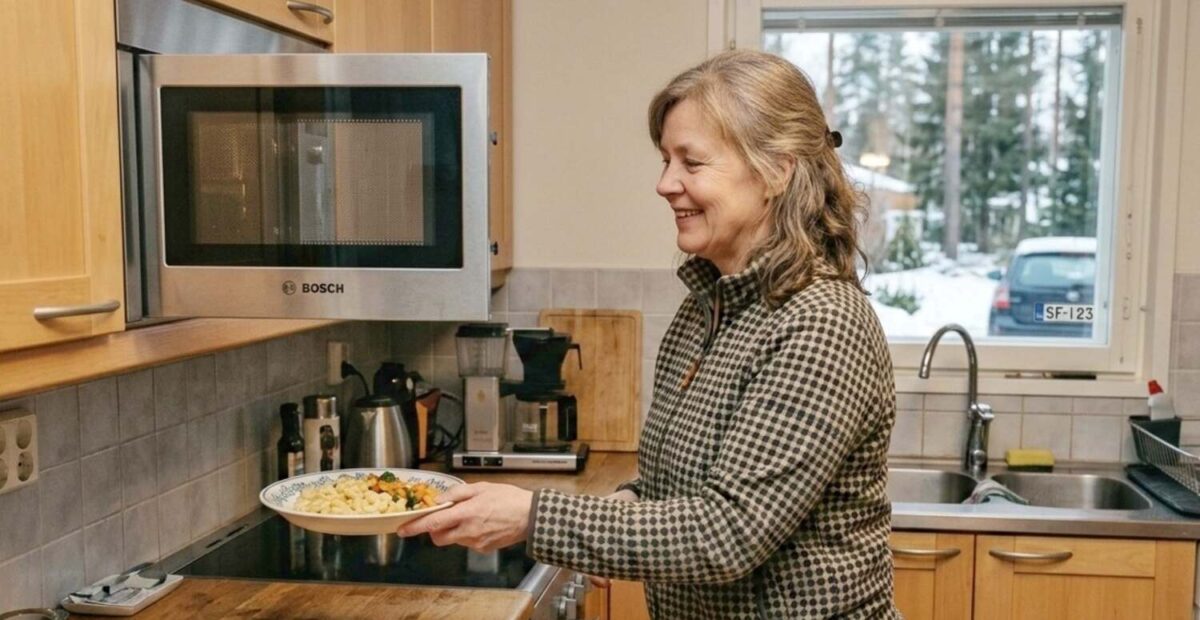 Perheenäiti käyttää mikroaaltouunia. Kuva: Stara