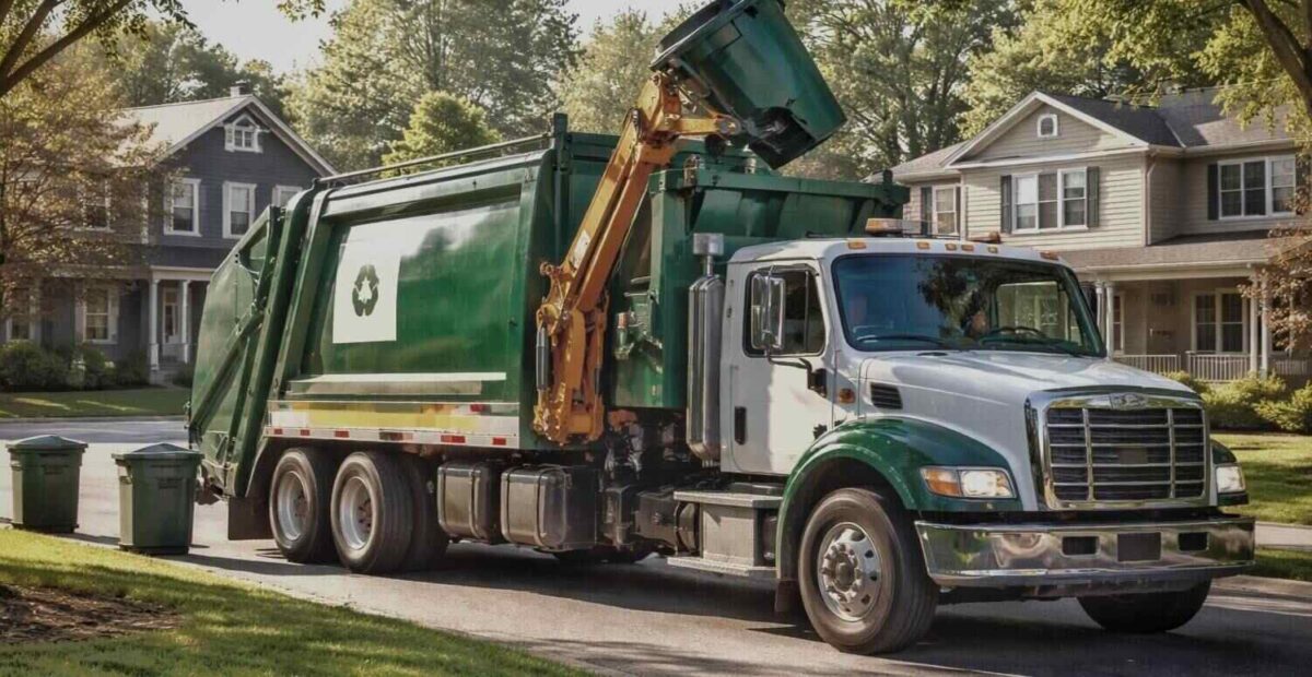 Roska-auto asuinalueella.