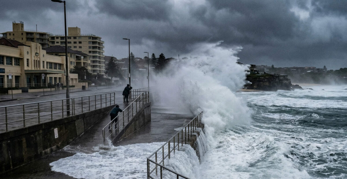 Myrsky rantakaupungissa. Kuvituskuva: Stara