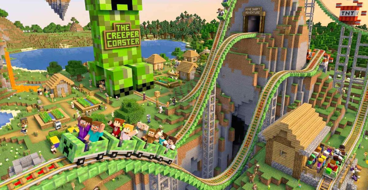 Tekoälyn näkemys Minecraft-teemapuistosta