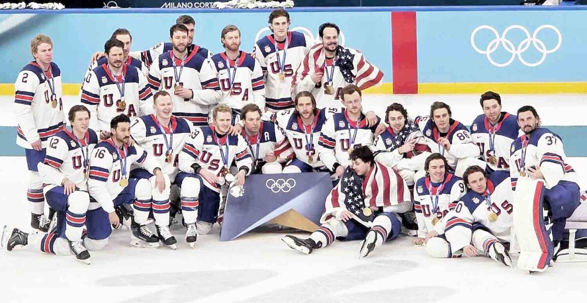 Yhdysvallat voitti Milanossa jääkiekon olympiakultaa. Kuva: Jocka Träskbäck