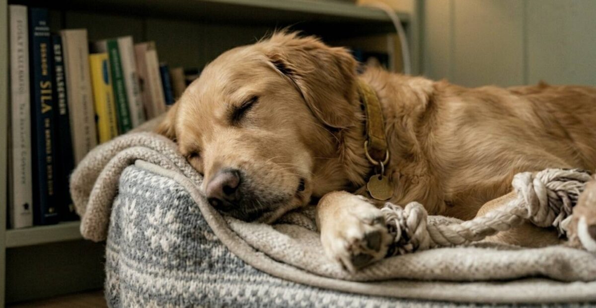 Kultainennoutaja nukkumassa.