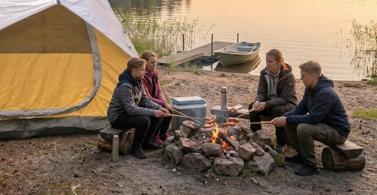 Perhe luontoretkellä.